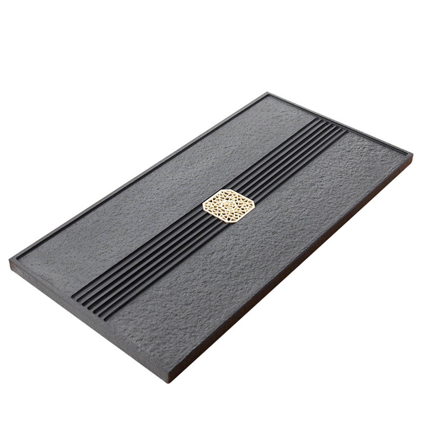 Bandeja de té Sencilla, Juego de té, Bandeja de té de ebonita Natural, tamaño de Drenaje Completo, Bandeja de té de Piedra para el hogar, Juego de té de Kung fu (70 x 30 x 3 cm)