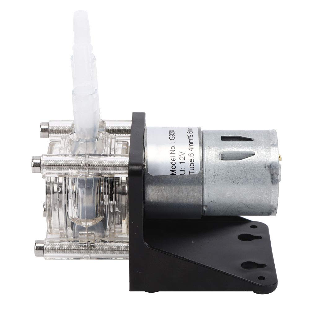Bomba Peristáltica de Acero Inoxidable, 12V/24V DC, 500 ml/min, Cabezal Transparente PC, 3 Rodillos, con Bases y Conector, 12V