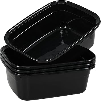 14 Quart Black Dish Pan, Plastic Dish Washing Tub, 4 Pack