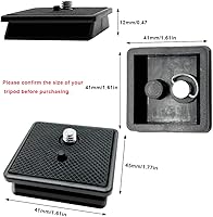 Vista 2 de Paquete de 2 placas de liberación rápida para trípode de 41mm, adaptador de montaje para cámara, placa QR, repuesto de partes de cabezal esférico