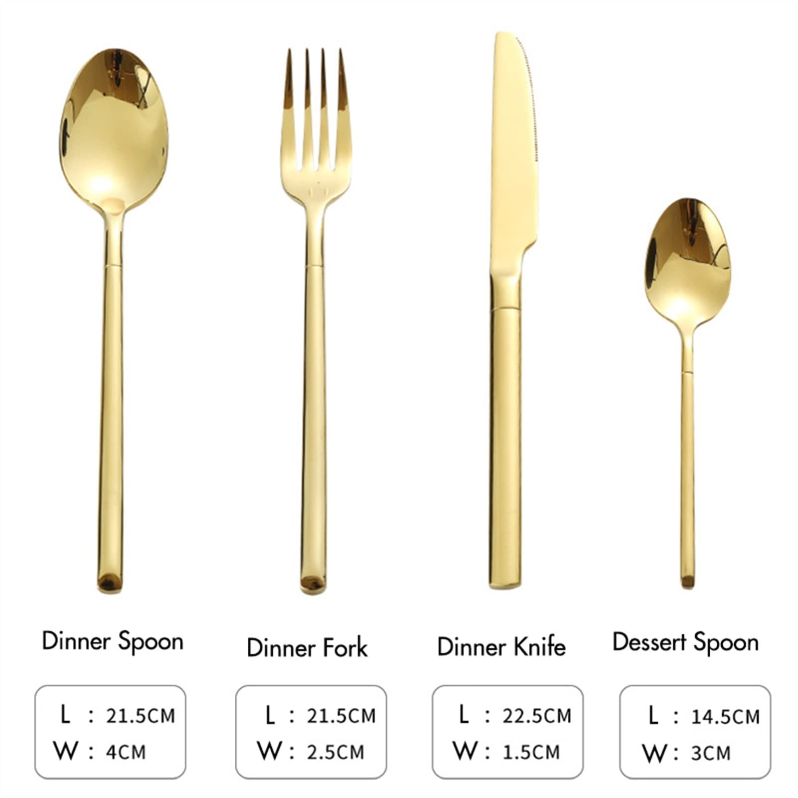 Bestecksets 20-teiliges Geschirrset 304 Edelstahl Besteckset Messer Gabel Löffel Set Geschirr Gold Silber Besteck Western Edelstahl