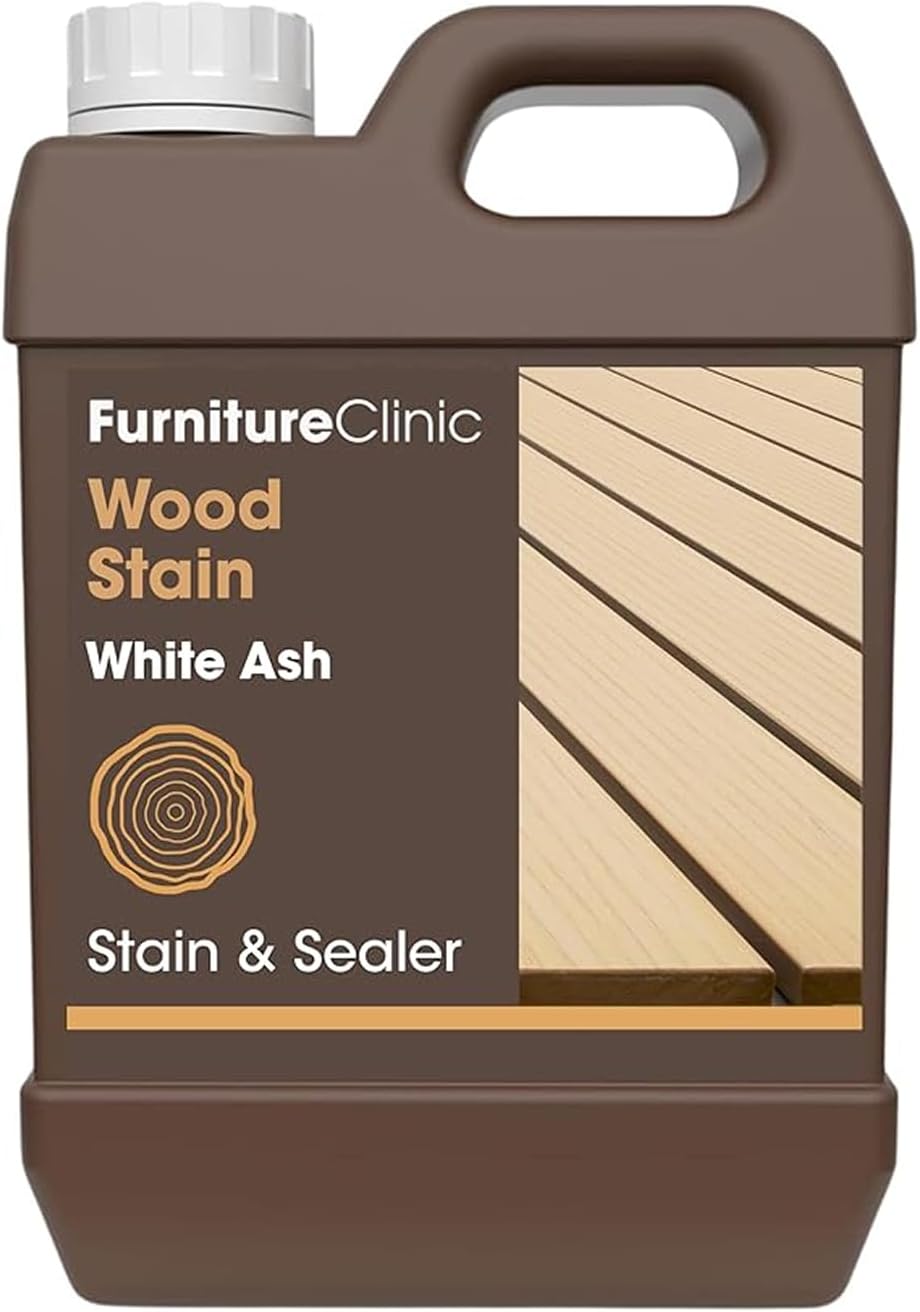 Furniture Clinic Wood Stain | Water Based | Fast Drying, Low Odor, & Non-Toxic | Multiple Finishes | for Indoor & Outdoor Furniture and More | White Ash (85 Fl Oz / 2500ml)