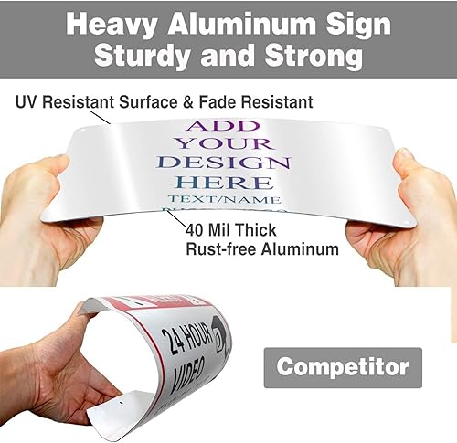 Miniatura 5 de Letreros de metal personalizados, diseño personalizado de tu propio mensaje, nombre, texto, logotipo, letreros de aluminio resistente a la