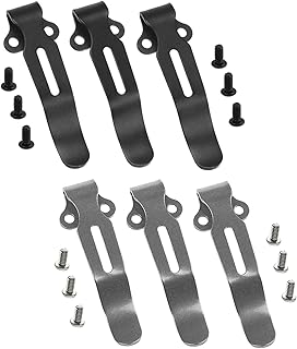 6 Pieces Deep Carry Pocket Clips, Black and Stone Wash Titanium Pocket Clips with Screws for Benchmade 535 (Black and Stone Wash)