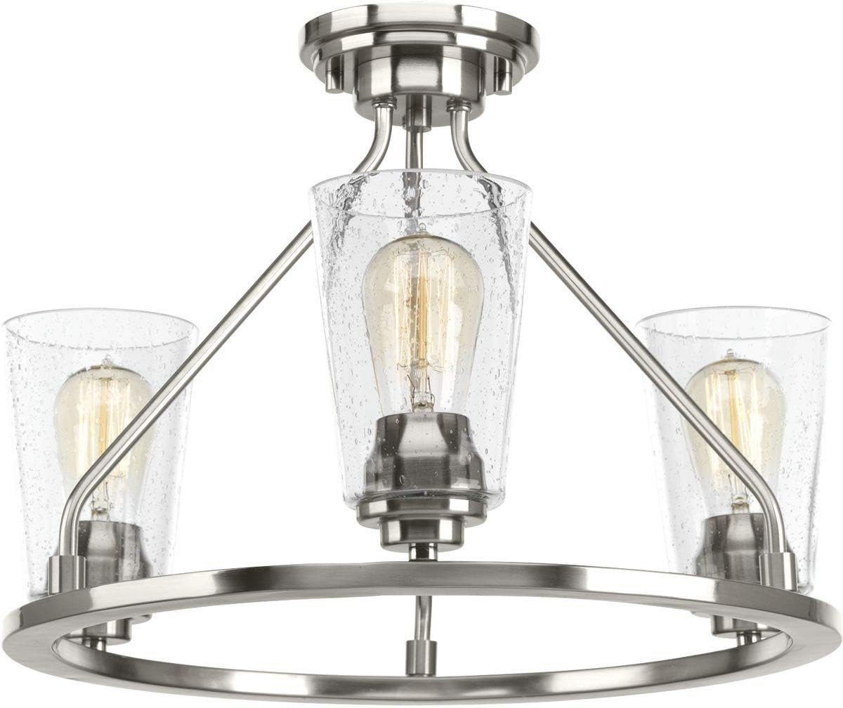 Progress Lighting Debut Collection 3-Light Farmhouse Chandelier Light Brushed Nickel