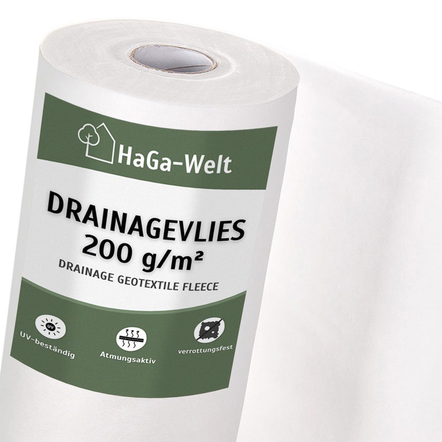 HaGa® Tejido de drenaje de 200 g/m², 2,0 m x 10 m, acabado reforzado para jardinería y paisajismo, evita el anegamiento y mejora la permeabilidad del suelo.