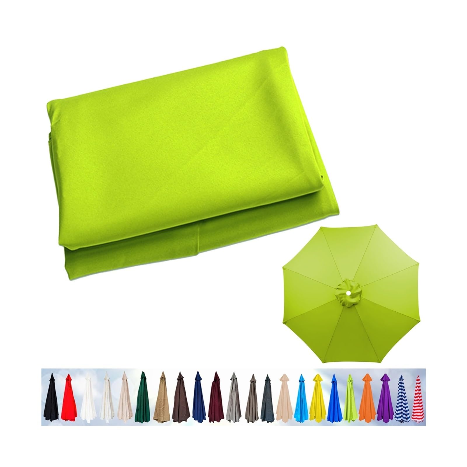 Replacement Parasol Canopy, Garden Umbrella Cover 6/8 Arms, Patio Replacement Cover for 2m/2.3m/2.5m/2.7m/2.8m/3m/3.5m(Grass Green,8ribs:230cm)
