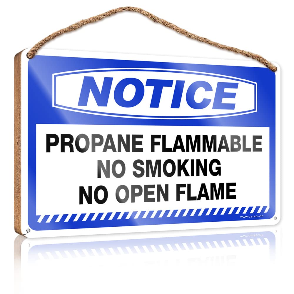 Yyhleh Men's One Color Hanging Plaque Sign Notice Propane Flammable No Smoking No Open Flame Wooden Sign(23X35cm)