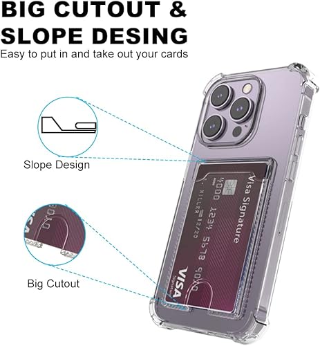 Miniatura 44 de Funda transparente para tarjeta para iPhone 13 Pro Max, funda protectora a prueba de golpes TPU delgada con tarjetero