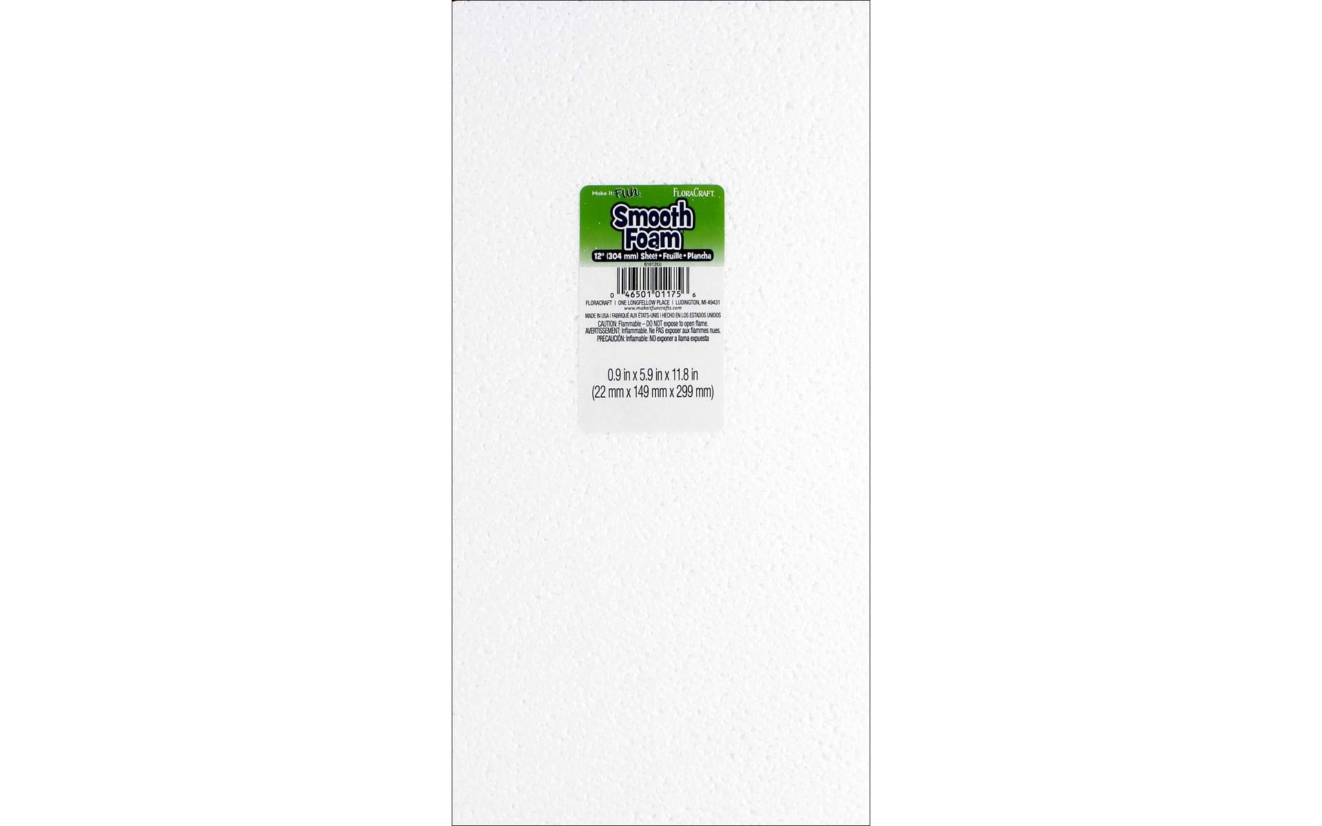 FloraCraft SmoothFōM Block 1 Inch x 5.8 Inch x 11.8 Inch White