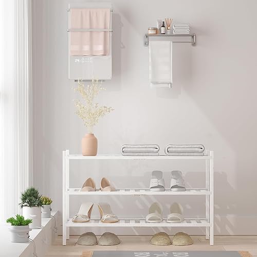 Miniatura 2 de RONGJlA - Zapatero de bambú de 2 niveles para armario, estante de madera para zapatos, organizador de almacenamiento para entrada, espacio pequeño,