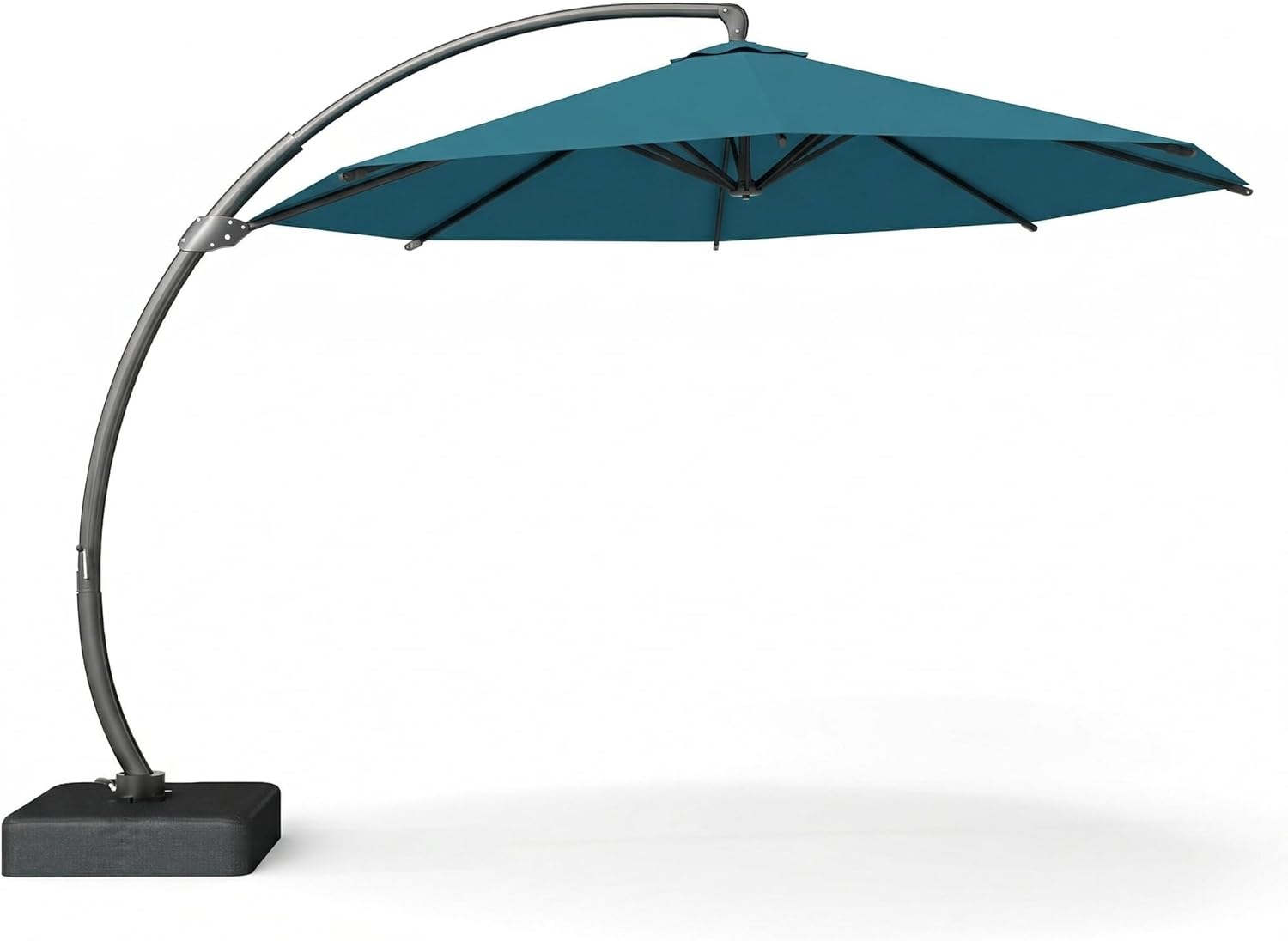 12FT Cantilever Umbrella with Base Included, Large Round 360° Rotation Offset Umbrella Outdoor Patio, Heavy Duty Aluminum Frame, Sand-Weighted Stand, for Deck, Backyard, Pool, Garden (Lake Blue)