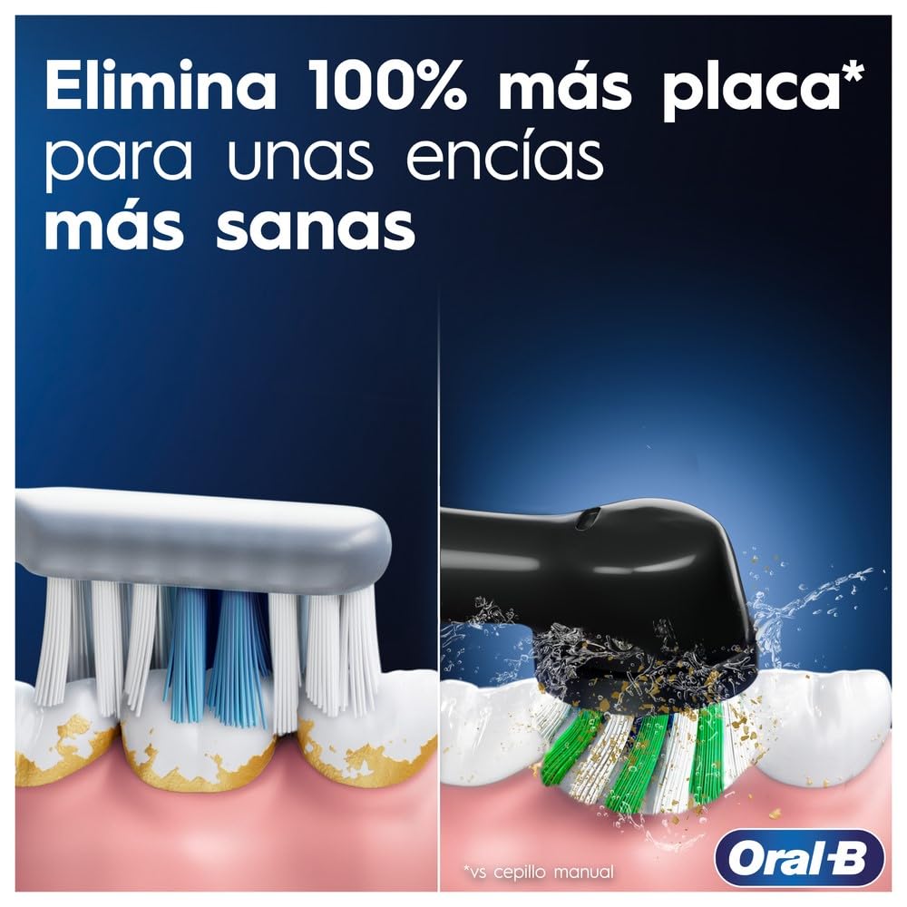 Oral-B Pro 3 3000 Cepillo de Dientes Eléctrico con Mango Recargable y 2 Cabezales, Diseñado Por Braun - Blanco y Negro