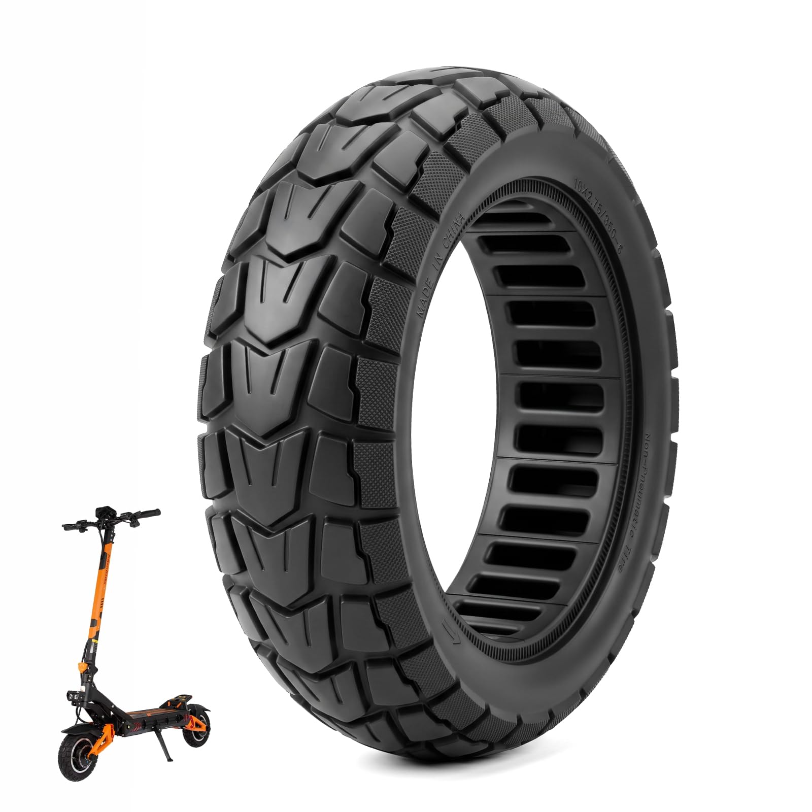 10x2,75-6,5 Pneus pleins pour KuKirin G3/G3 Pro, Smartgyro Speedway/Rockway/Crossover, Hitway H5/H5 Pro/HB24/HB24 trottinettes électriques 10 pouces Pneus en caoutchouc plein hautement