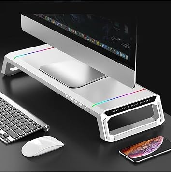 Junglee Laptop Sehpas  Rgb I kl  M nit r Stand  Ekran Altl  4 Usb Hub Telefon Tutuculu Beyaz cooler-T1
