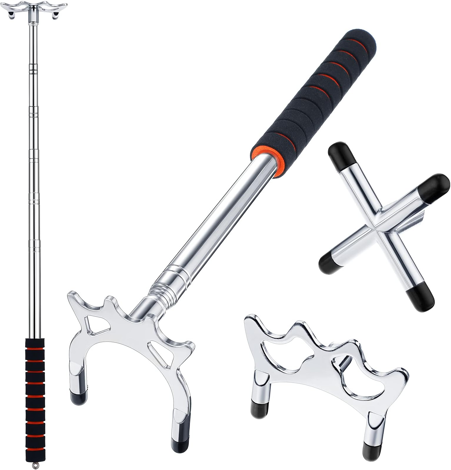 Skylety Retractable Billiards Cue Stick Bridge with 3 Pieces Removable Brass Bridge Head, Billiards Pool Cue Accessory for Pool Table