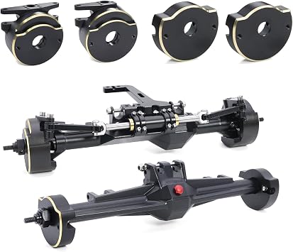 H10 Black Coated Brass Steering Knuckle Rear Axle Tube Cap Weights for 1/10 RC Crawler Car Vanquish H10 Optic LCG Upgrade Parts Set