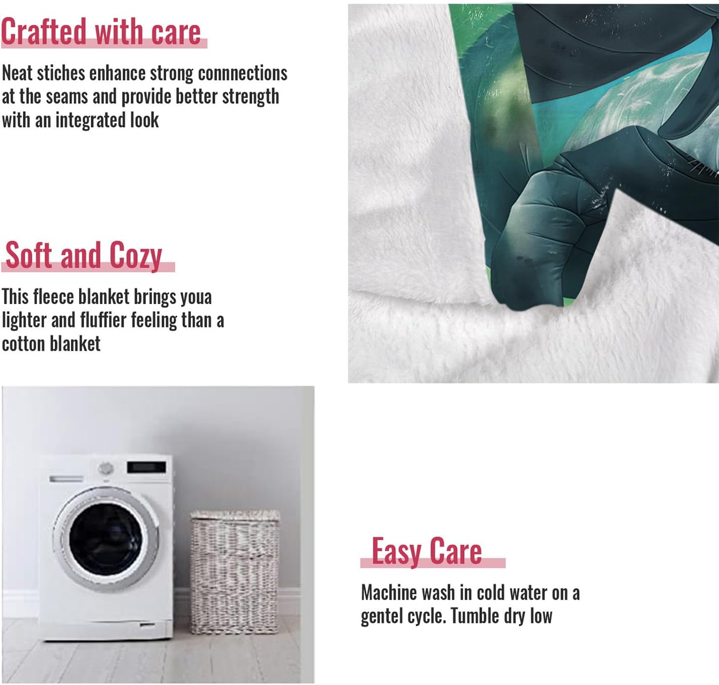 60x80 Blanket Comfort Warmth Soft Plush Throw for Couch Underwater Manatee Family Green - Image 6