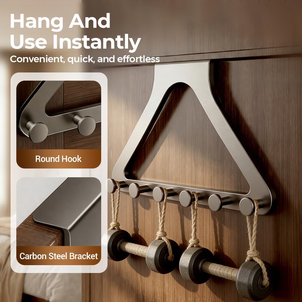 2026 Heavy Duty Over-the-Door Hanger Rack, Cream Organizer for Home & Office, Space-Saving Hooks, Durable Door Hanger Storage Solution (1 Pack) Cream 1 Piece