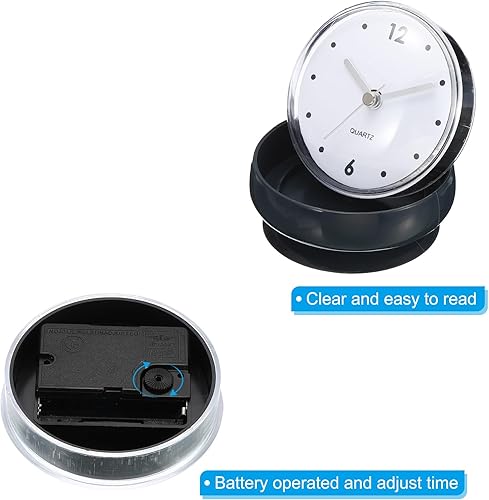 Miniatura 5 de PATIKIL Reloj de baño impermeable, funciona con pilas, silencioso, con ventosa, para ducha, cocina, decoración del hogar, color negro