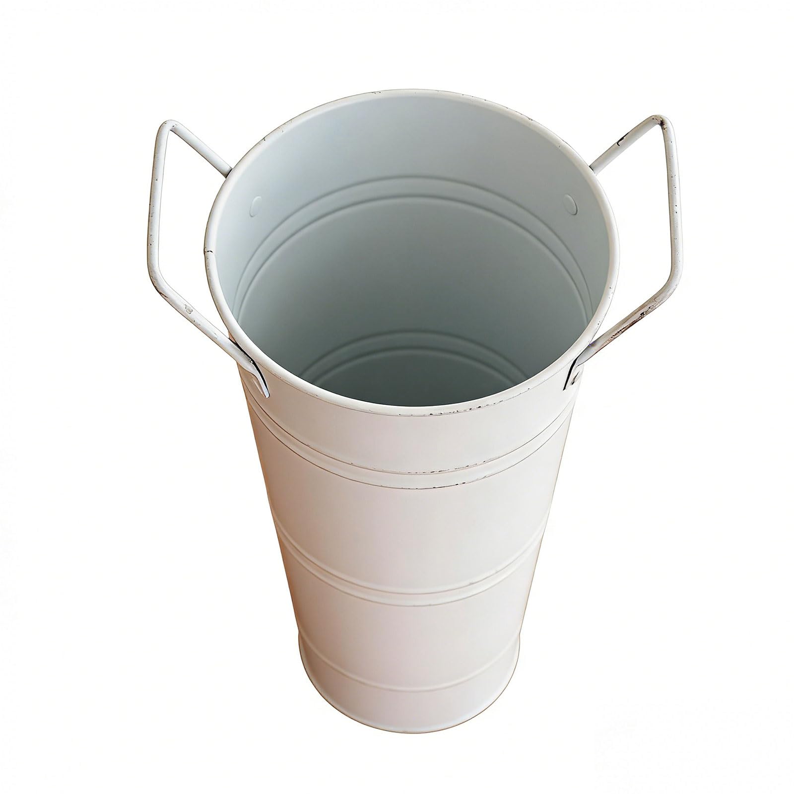 Galvanized Metal Vases for Flower Farmhouse Decorative Flower Bucket with Handle Rustics French Tin Planter Bucket French Vases with Handle