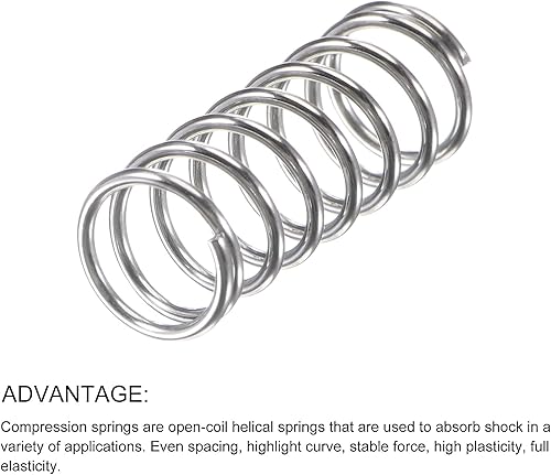 Miniatura 195 de METALLIXITY Resortes de compresión (0.020 x 0.118 in de diámetro exterior, 0.787 in de longitud libre) 20 unidades, resorte de extensión de acero