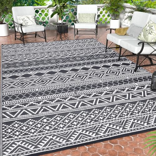 GAOMON Outdoor Rug Waterproof 8'x10', Reversible Outdoor Plastic Straw Rug, Boho Patio Rug, Indoor Outdoor Carpet, RV Mat Outside for Patio, Camp, Pic