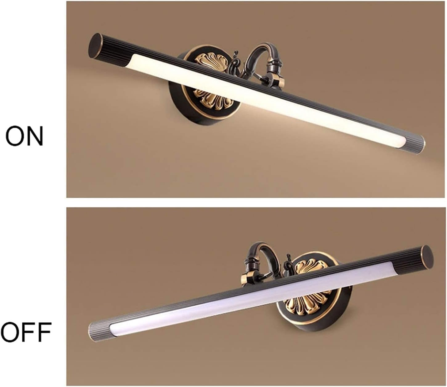 Aplique De Espejo Led Totalmente De Cobre - Lámpara De Tocador De Pared para Pasillo Y Vestidor, Iluminación Elegante, Diseño Moderno.,Black-56cm
