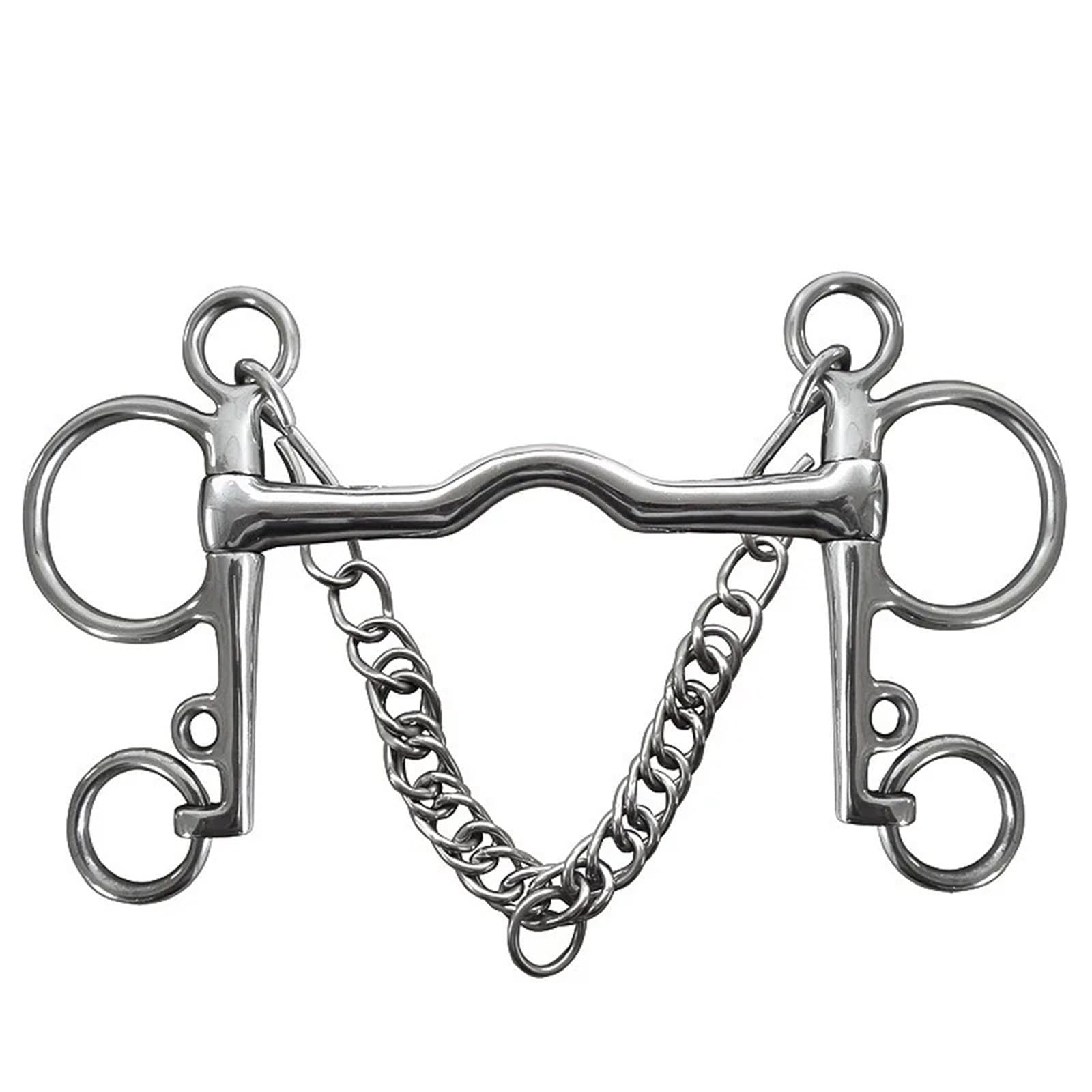 Caballo bit Broca for Caballo, Broca de Acero Inoxidable, Boca de Puerto bajo con Ganchos y Cadena de bordillo, Equipo for Montar a Caballo