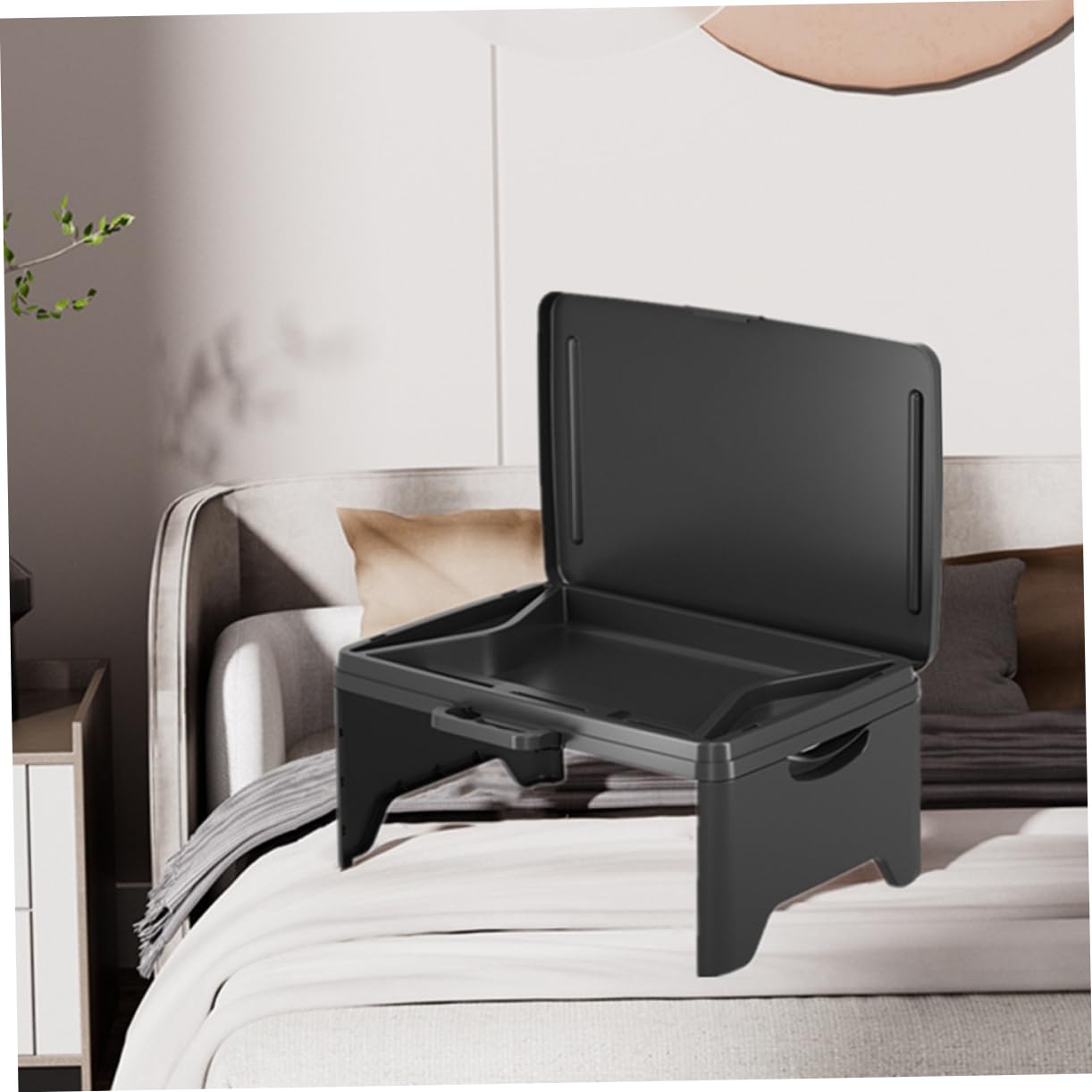Tragbarer, faltbarer Schoßschreibtisch mit Staufächern, multifunktional, leicht, Laptop-Tablett für Erwachsene, ideal für Studium, Essen und Reisen, Schwarz