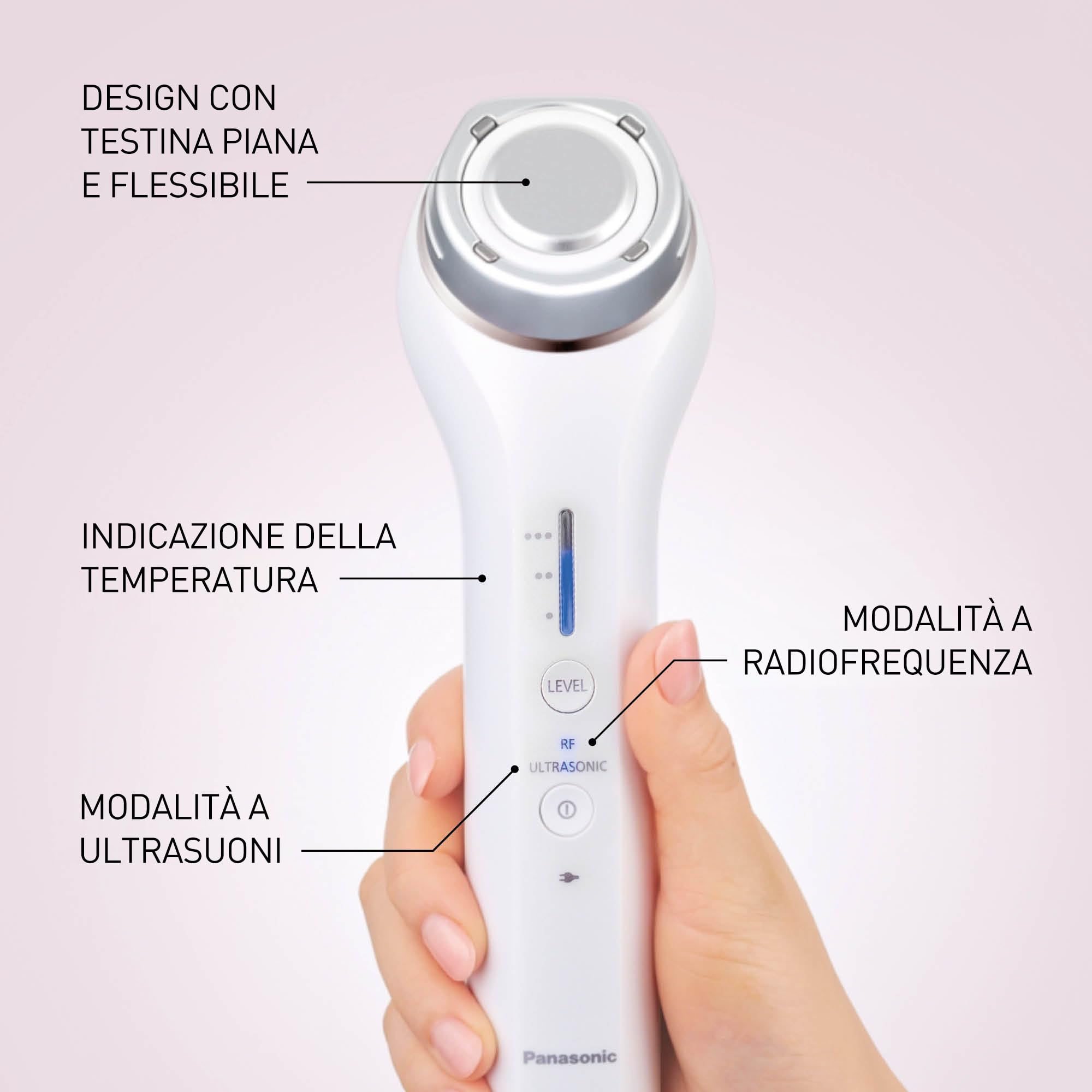 Panasonic EH-XR10 Dispositivo Viso Avanzato con Tecnologia a Radiofrequenza e Ultrasuoni, Design Ergonomico