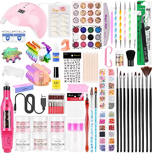 DouborQ Acrylic Nail Art Kit,Acrylic Powder Set,Electric Nail Drill Set Polish Pen File Kit, Nail Lamp Manicure Dryer Lamp, Acrylic Nail 3D Art Manicure Supplies, Nail Files Tool Polish Decorating