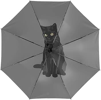 Amazon | 傘 黒猫 猫柄 ネコ 折りたたみ傘 日傘 雨具 8本骨 ワンタッチ