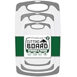Freshware Cutting Boards for Kitchen&comma; Chopping Board 3-Pack with Different Sizes&comma; Juice Grooves and Non Slip Handles - Reversible&comma; Large Cutting Board Set - Dishwasher Safe - Gray