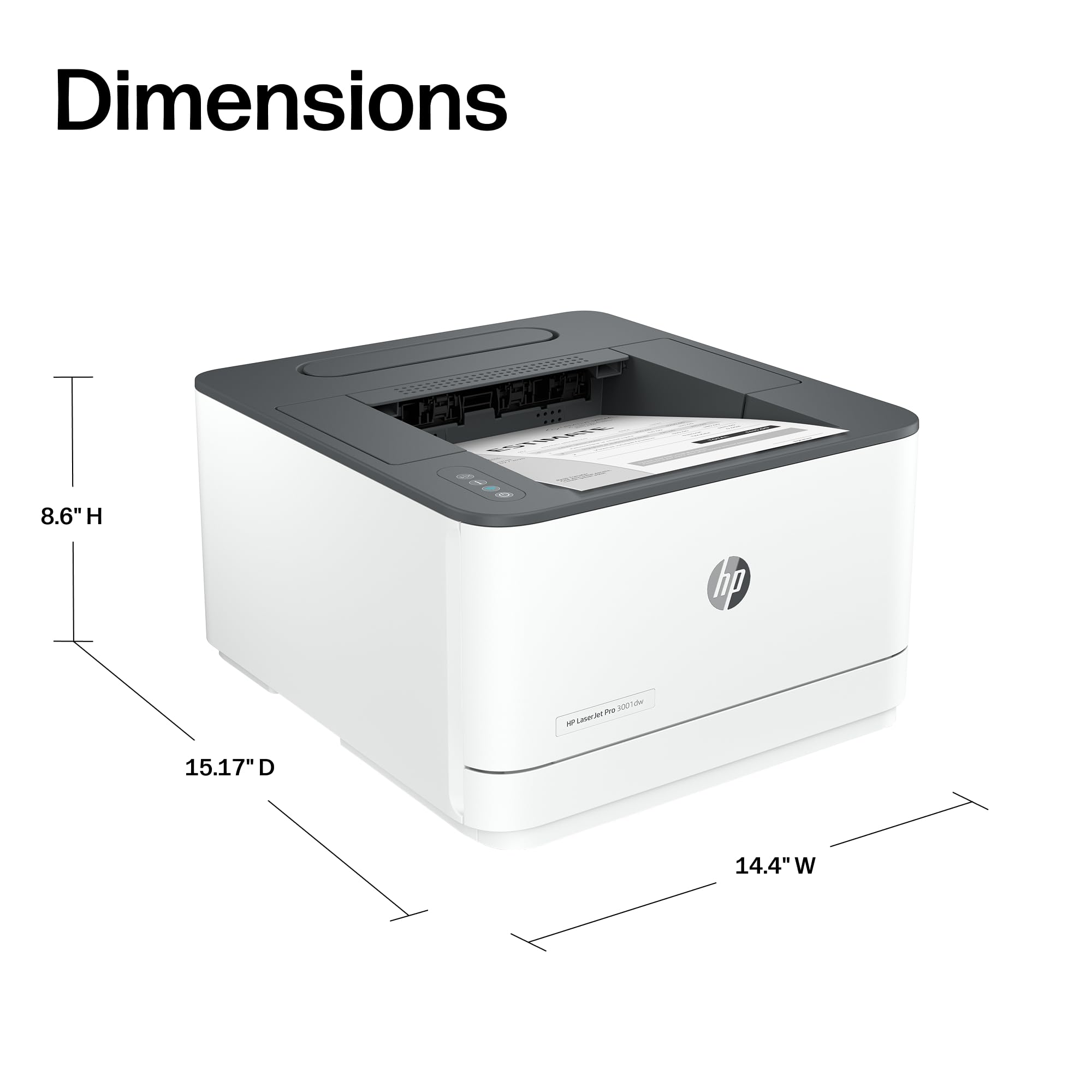 HP LaserJet Pro 3001dw Wireless Black & White Printer, Best-for-Office (3G65OF)