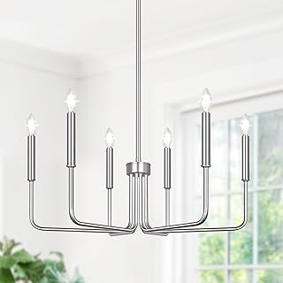 6-Light Farmhouse Chandelier for Dining Room Lighting Fixtures Hanging, ...