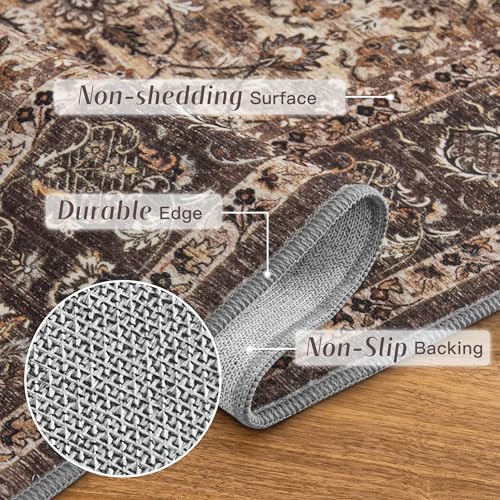 Tapete Pasillo Cocina Lavable 2x6 ft Boho Marrón miniatura 4