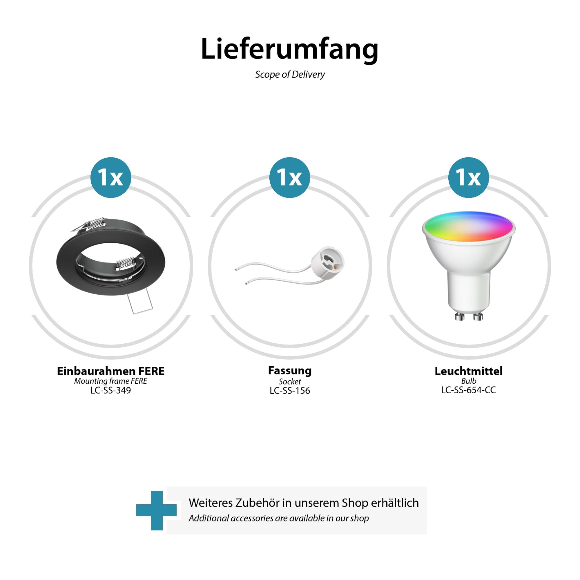 ledscom.de 12x focos empotrables de techo FERE marco empotrable negro mate incl. Smart Home RGBW GU10 lámpara LED, 5,41W, 473lm