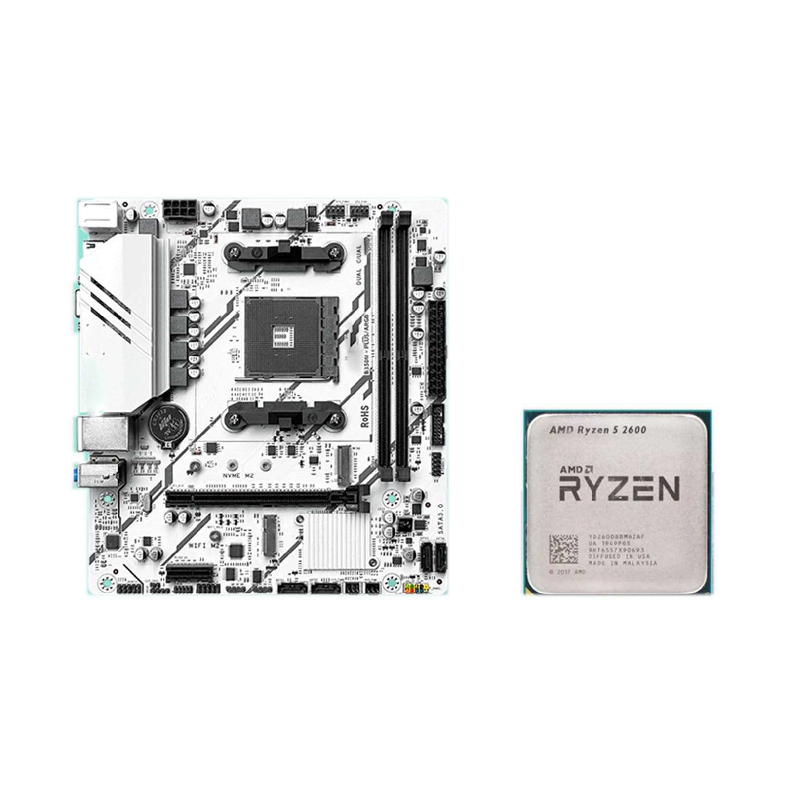 Scheda madre adatta per JGINYUE R5-2600 CPU B350M PLUS ARGB scheda madre kit PC desktop DDR4 MAX 32 GB combo pacchetto fai da te ufficio casa gioco leggero