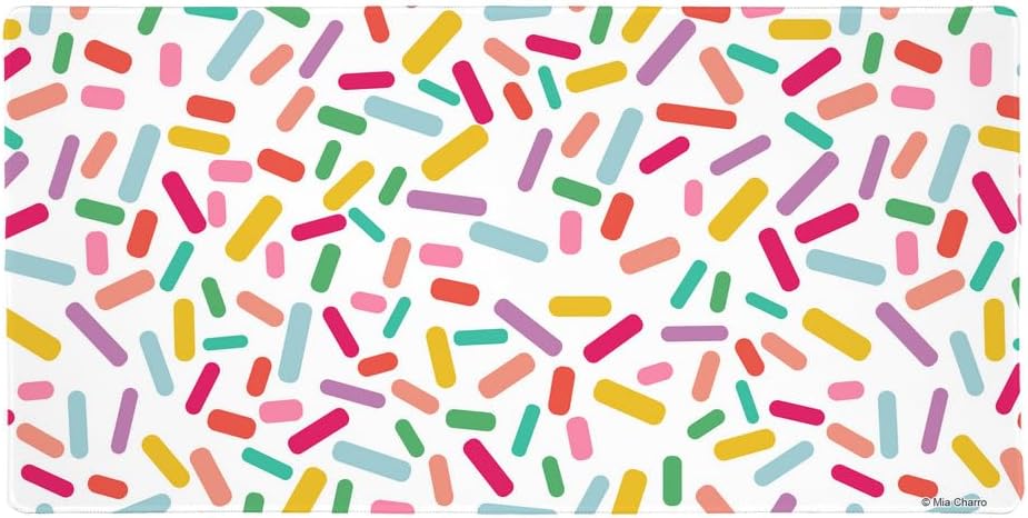 Colorful Confetti Sprinkles Large Gaming Mouse Pad Desk Mat with Stitched Edges, Non-Slip Base for Gamer, Home and Office