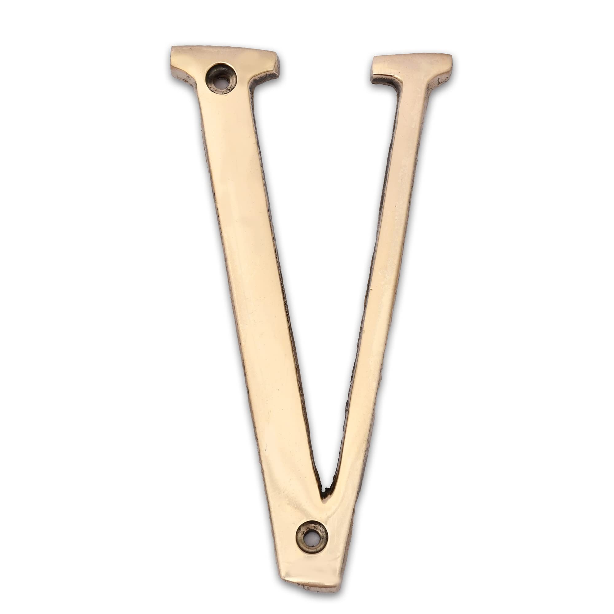 4" Brass House Hotel Door Name - Wall Door Plaque Alphabet Letter "V" - Size 4 Inches-image-21