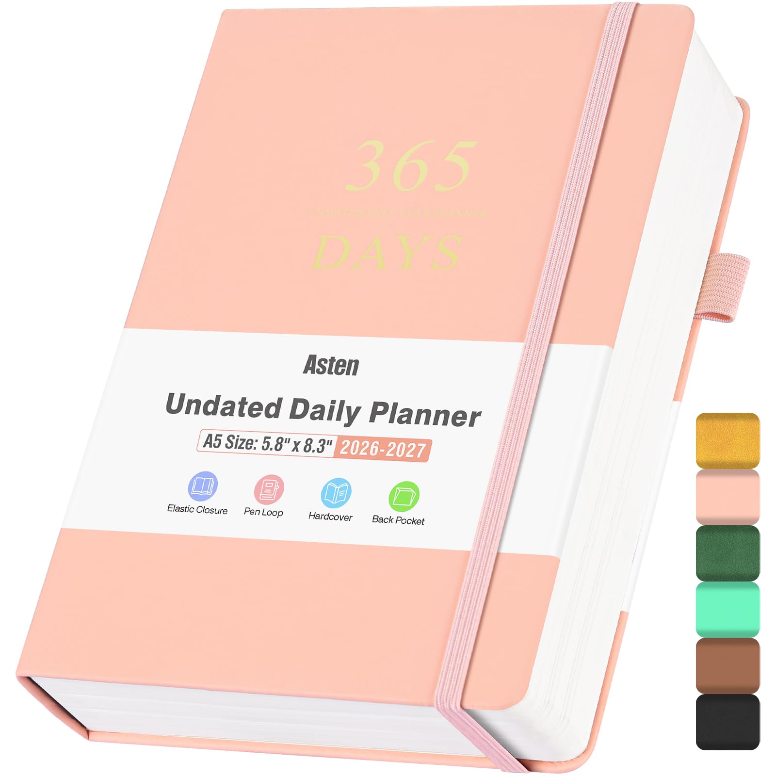 Asten Undated Daily Planner Pink
