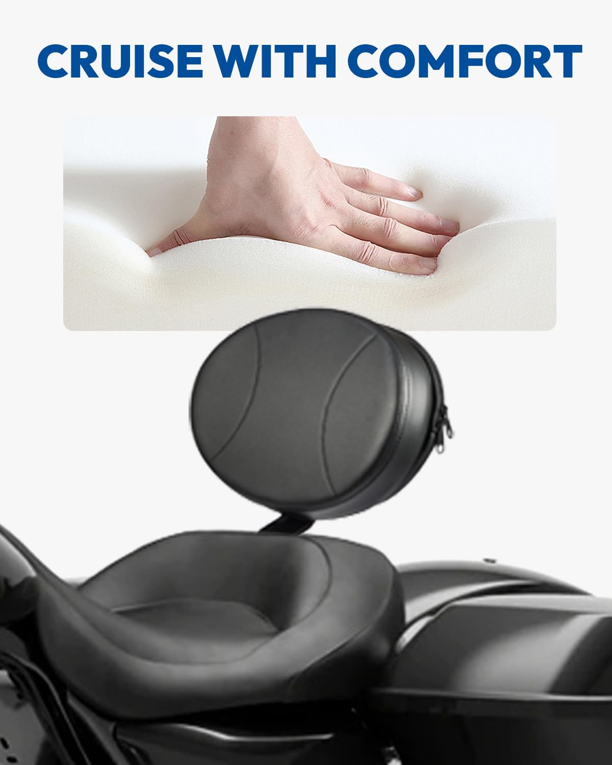 Adjustable Driver Backrest, Plug-in Rider Backrest Fit for Harley Touring Street Glide Road Glide Electra Glide Road King CVO 1997-2024, Black