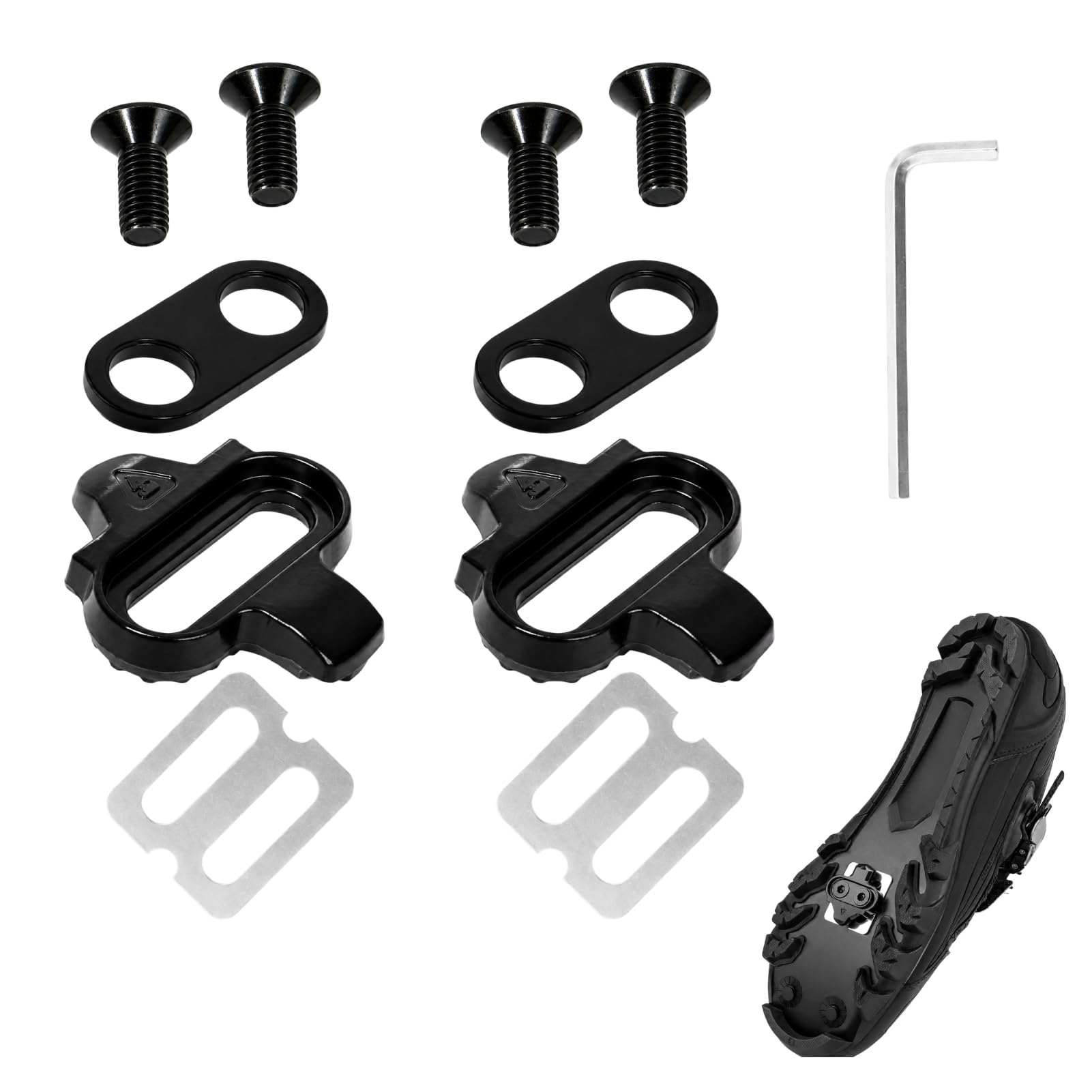 Yerozhui SPD Cleats for Cycling Shoes Compatible with Shimano SPD 2-Bolt Pedals SH51 12 Degree Float, CrMo Steel Anti Slip Cleat Plates with Screws and Washers for MTB Gravel Cyclocross Commuting