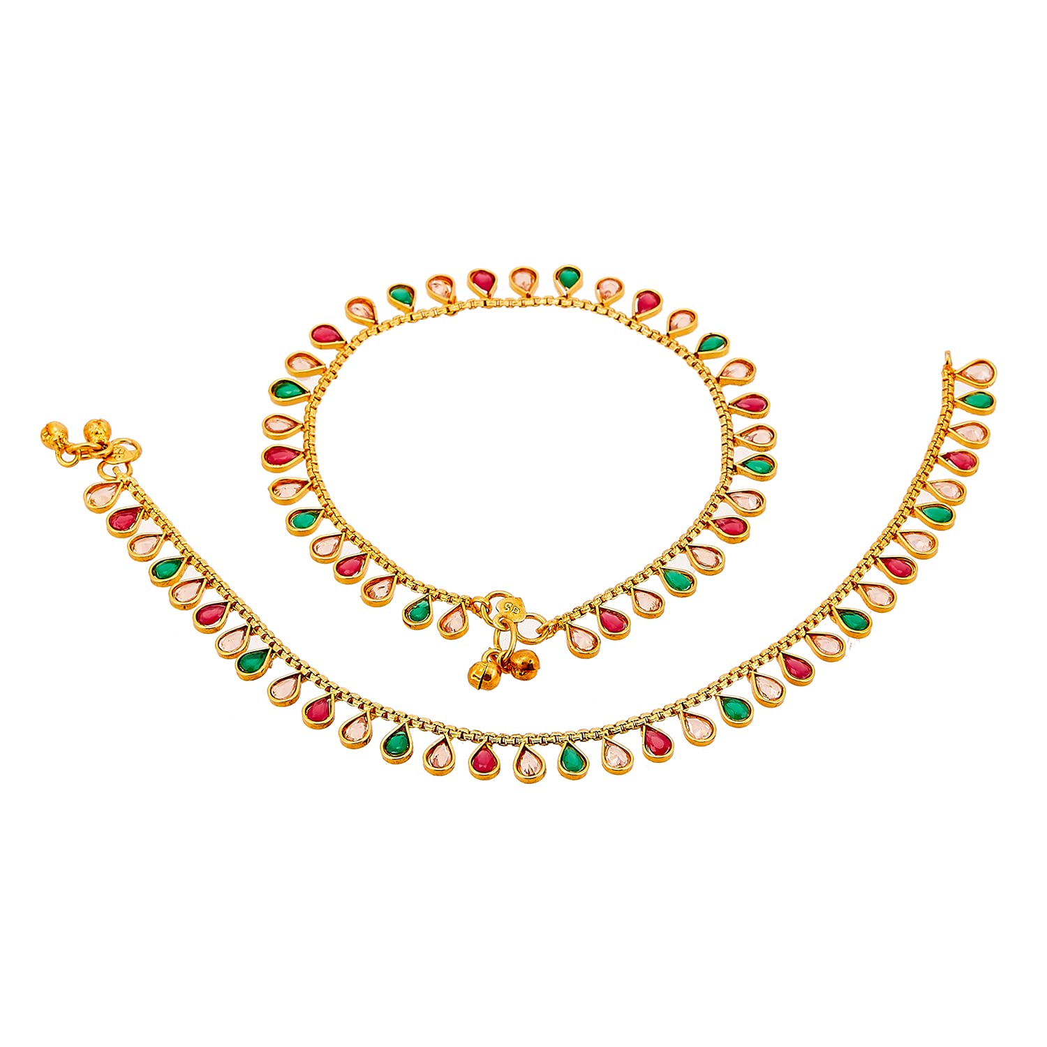 KENNICE American Diamond Studded High Gold Plated Copper Pair of Anklets Jewellery For Women & Girls (B0BVG61577) Amazon Price History, Amazon Price Tracker
