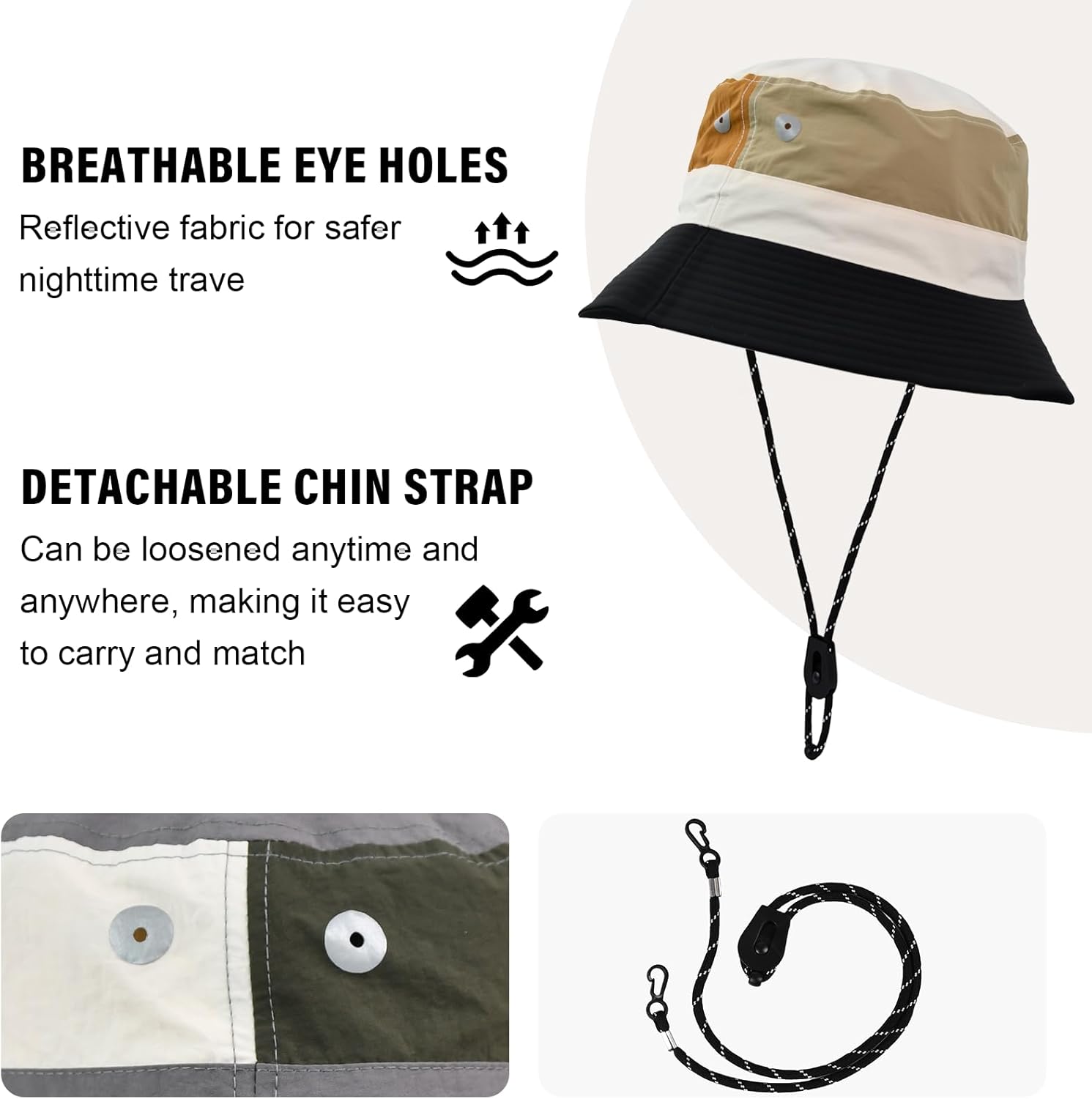 Outdoor Kids Sun Hat Quick Dry Bucket Hat Multiple Color Patchwork for Boys Girls 8-15 Years UPF 50+ Summer Beach Hats - Image 4