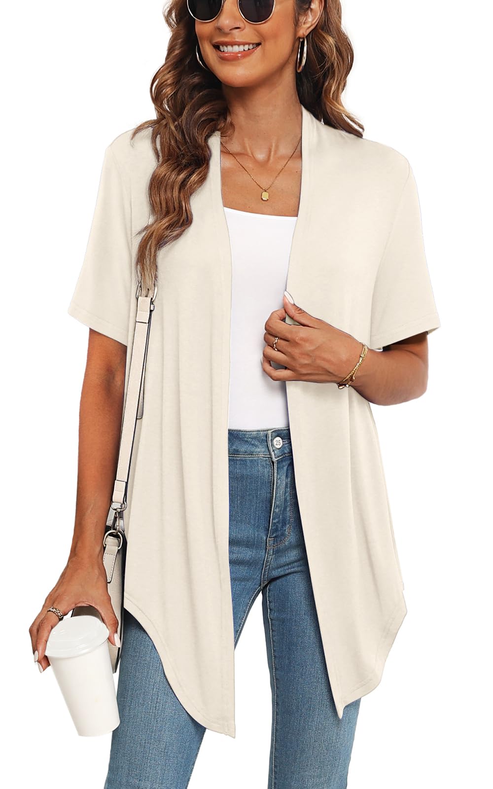 Veryoung Women's 2026 Casual Short Sleeve Cardigan Front Tie Lightweight Summer Casual Open Front Cardigans