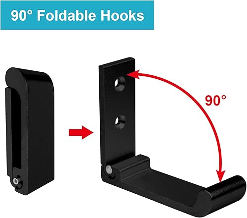 Miniatura 4 de heneng 10 ganchos plegables de aleación de aluminio de 2 x 2 pulgadas, ganchos sólidos negros, carga máxima de 44 libras, 1/8 pulgadas de grosor