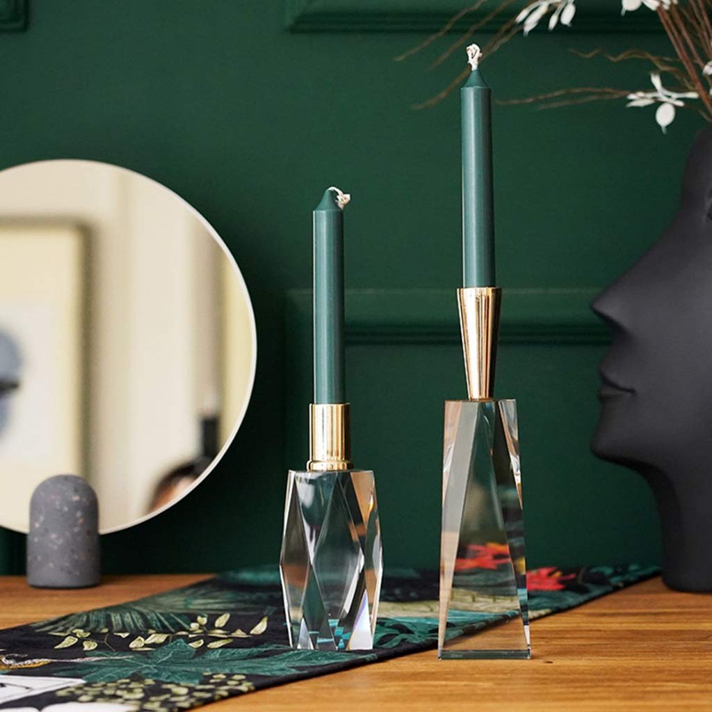 Candelabras Multilateral Crystal Cut Candle Holder, Nordic Style Metal Candlestick, Modern Fashion Candelabra, Light Luxury Desktop Ornaments, for Christmas Decoration