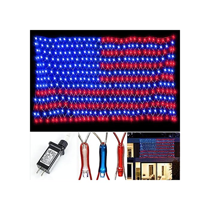 Buy Qulist American Flag net Lights,420 LED 24V Plug in Waterproof Flag